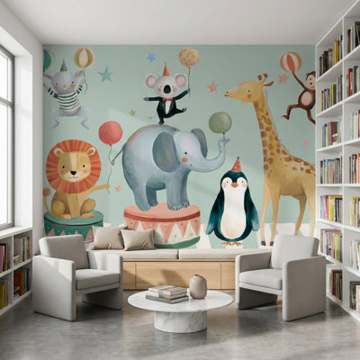 Papier peint mural mural fantaisiste, animaux, double rouleau