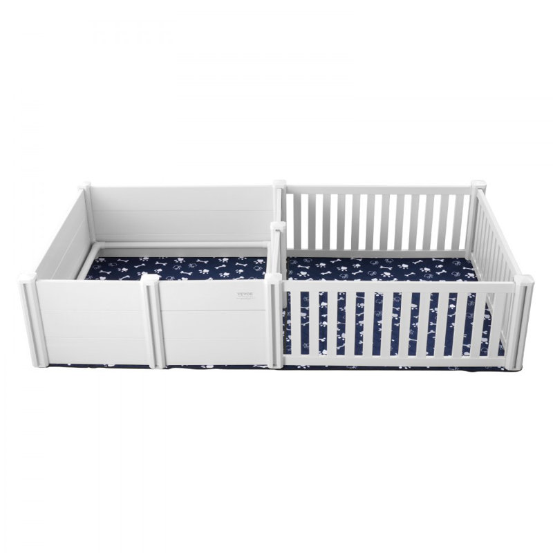 Dog Whelping Box 93.3 x 48.4 x 18.1in Dual Zone PVC with Rails Pee Pad
