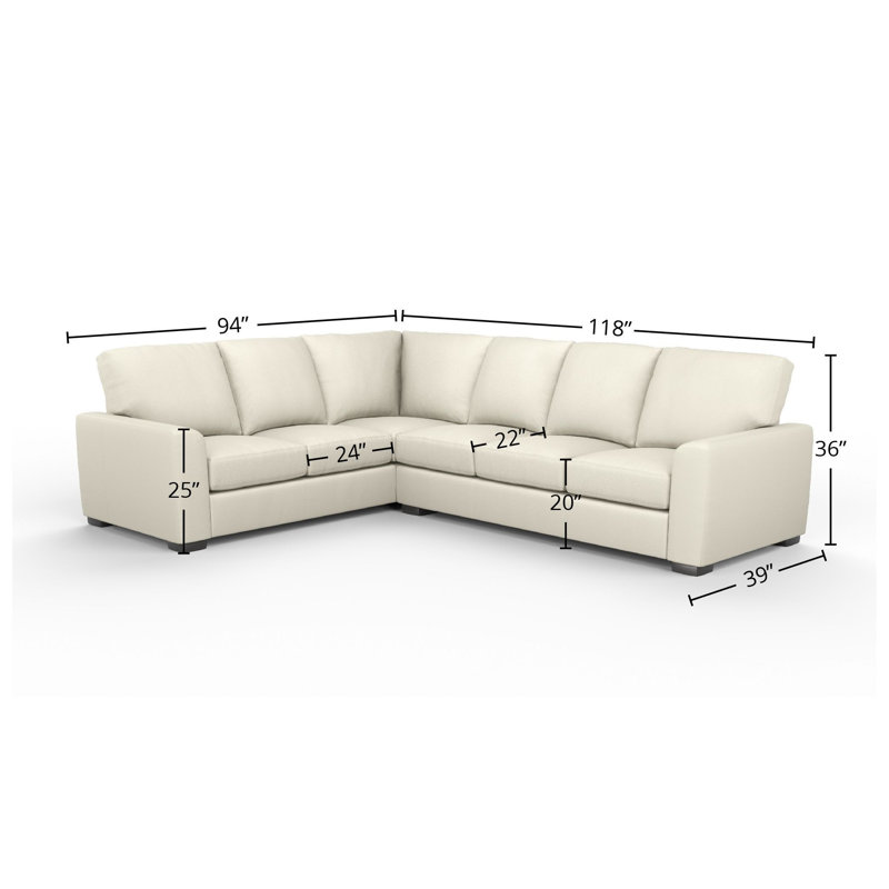 Upholstered L-Shaped Sectional, Fantasy Iceberg Genuine Leather, Right