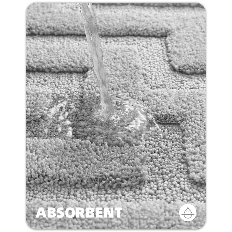 Non-Slip Bath Rug, 20" L x 47" W, Gray