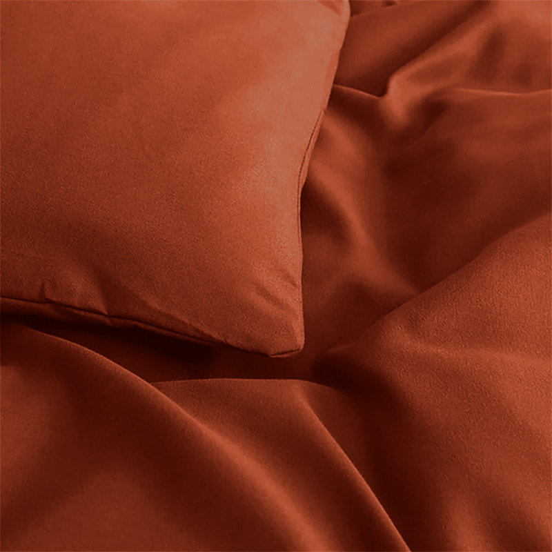 Microfiber No Pattern Duvet Cover Set with Pillowcases Included, Kingsize Duvet Cover + 2 Standard Pillowcases, Rust