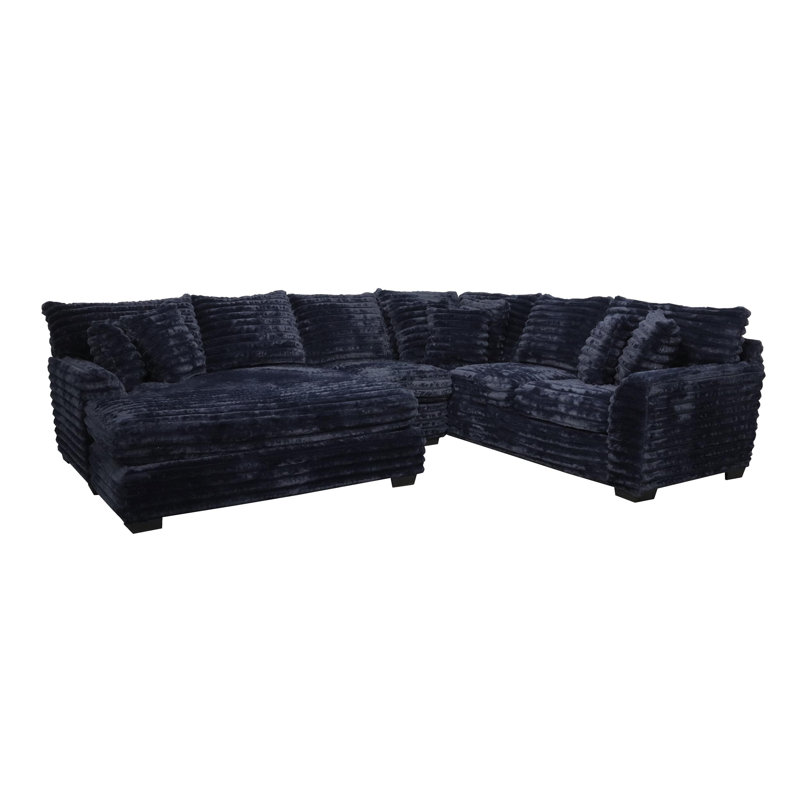 Gus Sectional with Cuddler, Blue Polyester Blend
