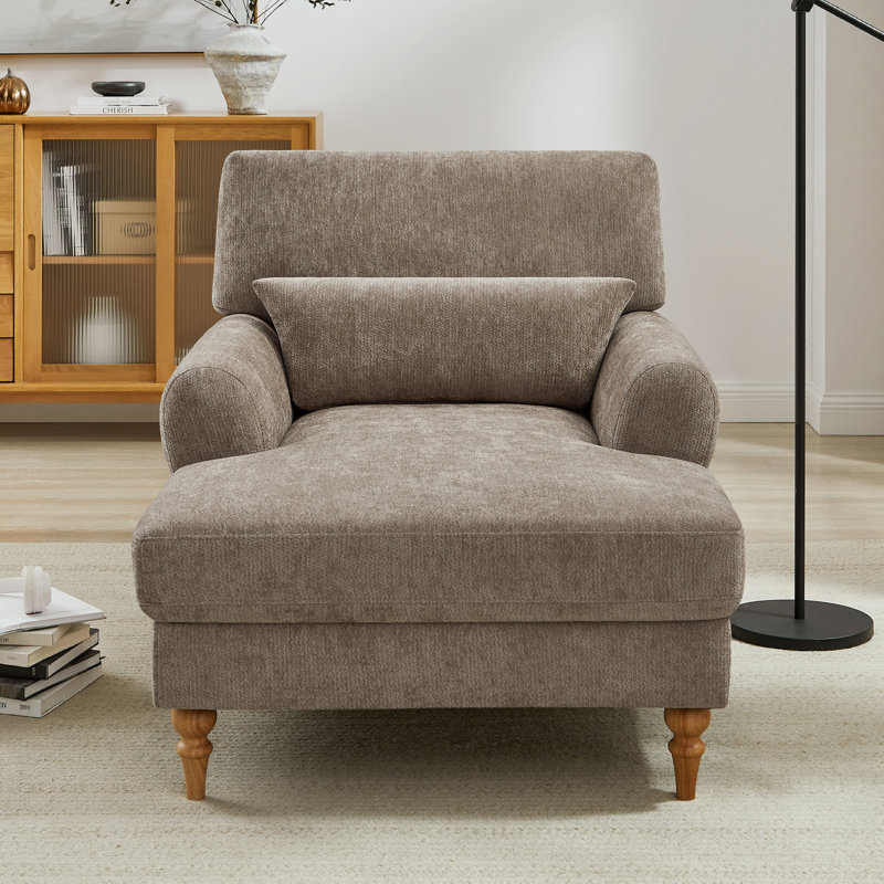 Chaise longue rembourrée avec dossier réglable Jazier, Chameau