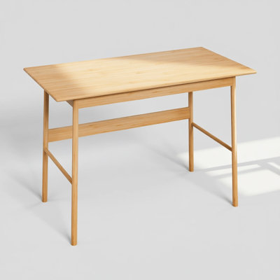 Drasay Natural Bamboo Writing Desk for Home Office, Bedroom or Small Spaces 