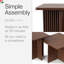 Table basse carrée emboîtable cannelée - Ensemble de tables basses carrées à profil bas 2 pièces - Mobilier de salon - Décoration intérieure moderne - Base en chêne massif (noyer)