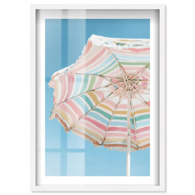 Beach Retreat Shadowbox Print Coastal Glam Art by Notoriart, White Frame, 16 x 24