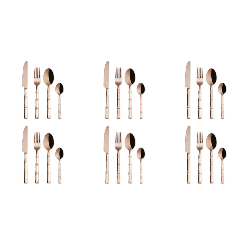 Excelsa Bambu' Copper Cutlery Set 24 Pieces, Copper