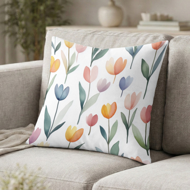 Coussin Floral, H 16 po x l 16 po
