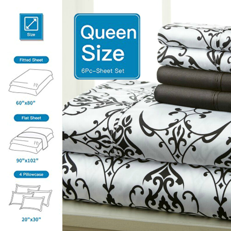 Fawe Microfiber Damask Sheet Set, Queen