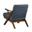 Chaise d'appoint en bois d'hévéa brun avec revêtement en similicuir bleu pour le salon principal et les sièges-1688034435-1688034434