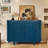 47" Oval Storage Cabinet With Fluted Design And Sliding Door