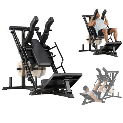 Machine à squat 2-en-1 avec capacité de 1200 lb avec repose-pieds réglable et arrêts de sécurité