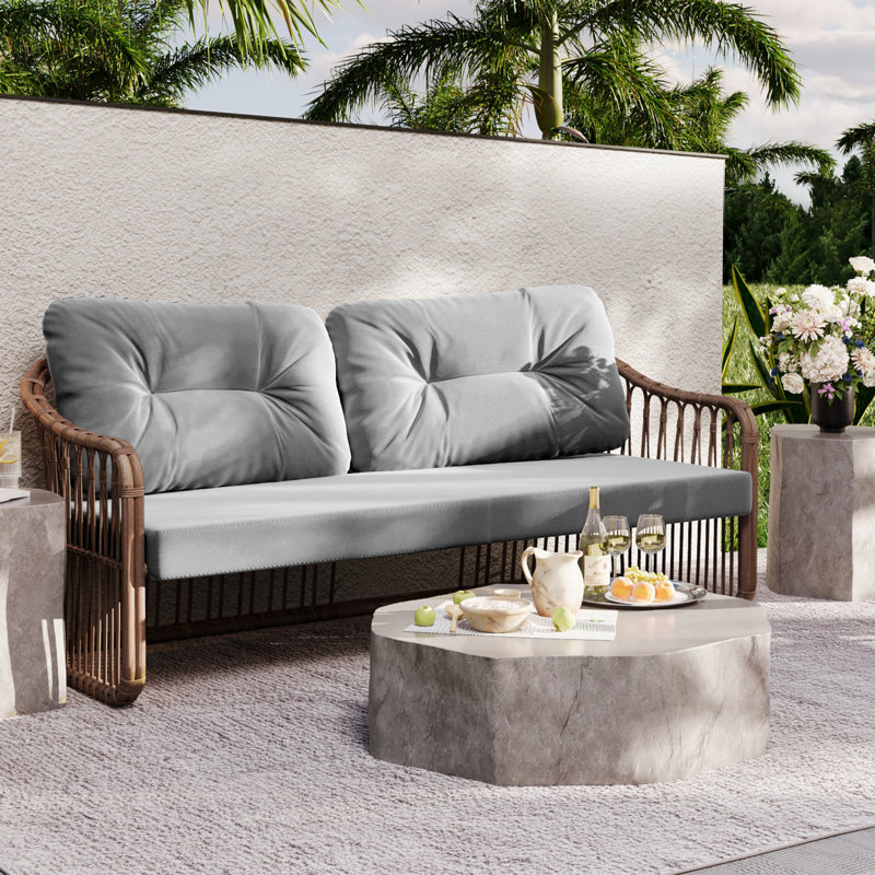 Coussin d'extérieur pour canapé-causeuse de 4 po d'épaisseur avec coussins de siège l 48 po x P 24 po, Gris foncé