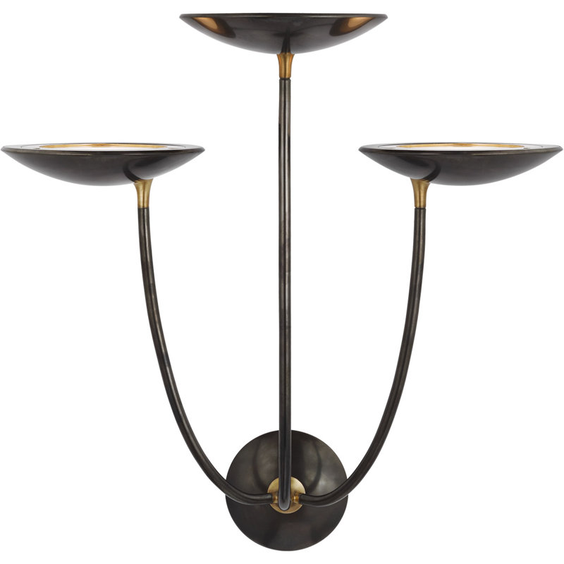Thomas O'Brien Keira Large Triple Sconce, Bronze/Hand-Rubbed Antique Brass