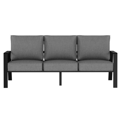 Modern All Weather Aluminum Outdoor Patio Three Seater Sofa with Oversized Armrests and Thick Cushions