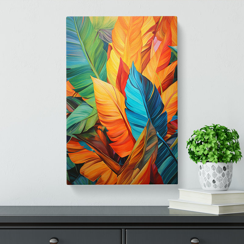 Palm Leaf Expressionism No.2 - Single Picture Frame Print, 50cm H x 35cm W x 3cm D