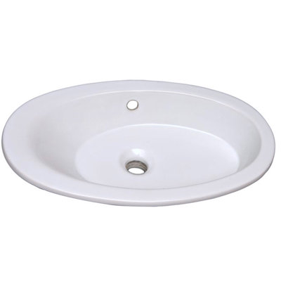 Lavabo de salle de bain ovale encastré en porcelaine vitreuse avec trop-plein Infinity