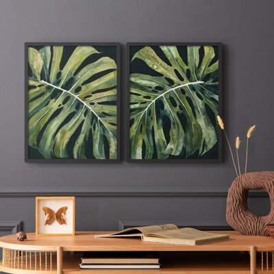 Reproduction encadrée Nocturnal Monstera I-Premium - prête à être accrochée - aucun clou requis - aucun clou requis