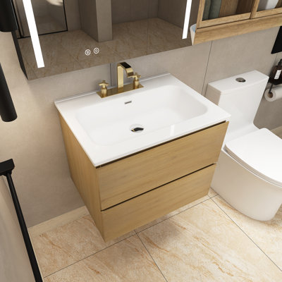 Ensemble de meuble-lavabo mural simple avec plateau en céramique 24 po Embrulla