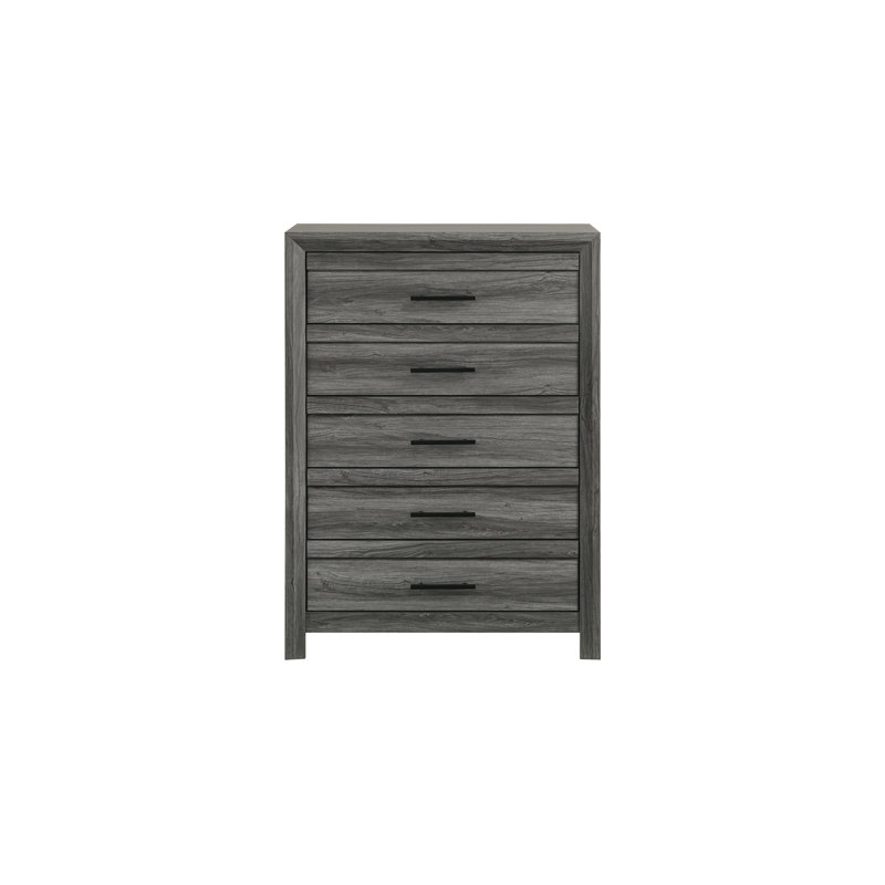 Commode 5 tiroirs Denver, Gris