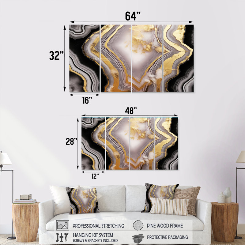 Marshburn - Marbre, décoration murale 4 pièces, H 28 po x l 48 po