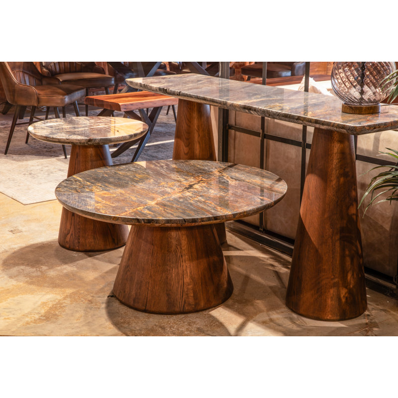 Eralia Caldera Coffee Table With Lava Marble And Dark Oak Base