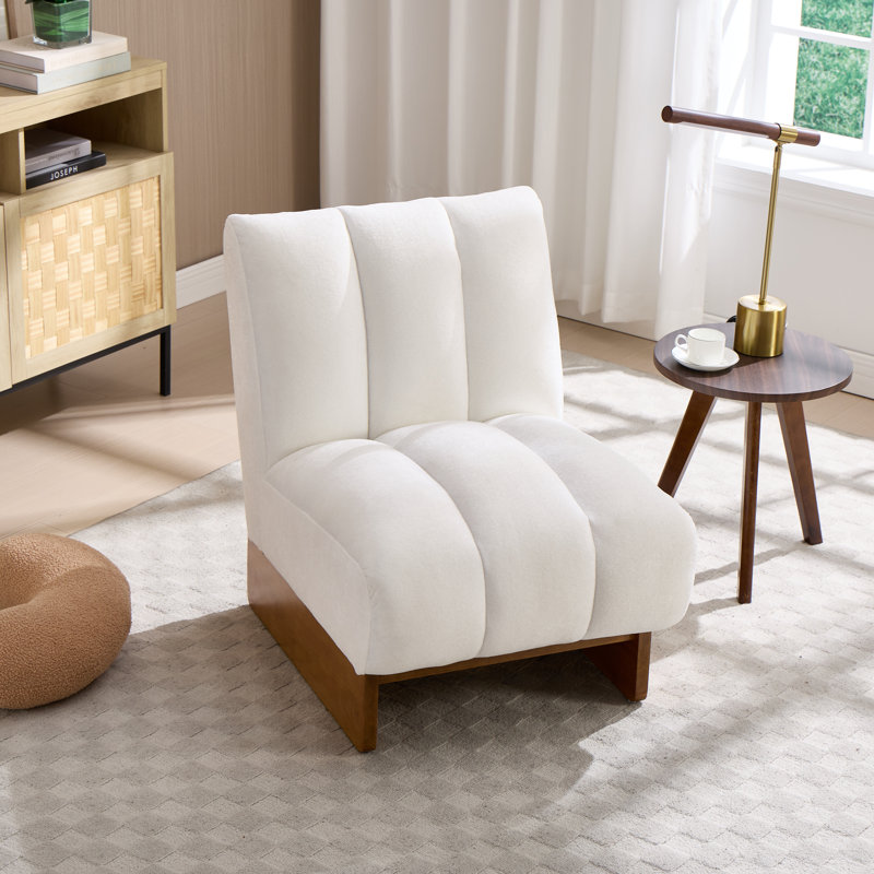 Fauteuil d'appoint moderne, méridienne rembourrée avec base en bois massif, fauteuil de lecture design pour le salon et la chambre à coucher