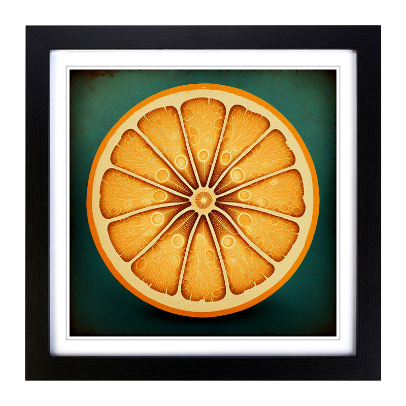 Orange Fruit Retro Art - Framed Print, Black