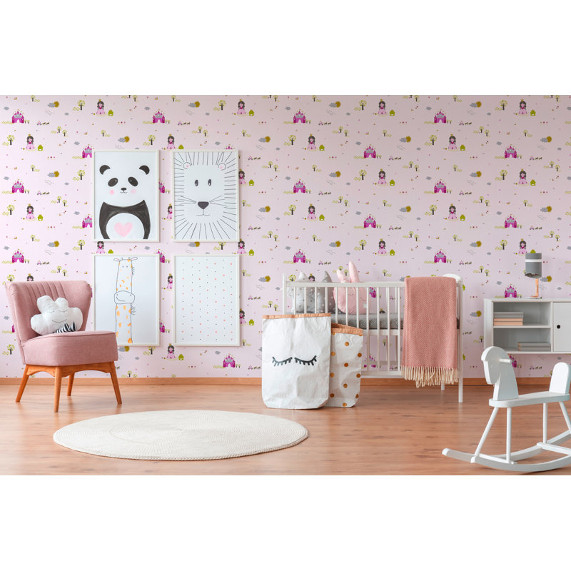 Gwenaelle 10.05m x 53cm Matte Wallpaper Roll, Pink