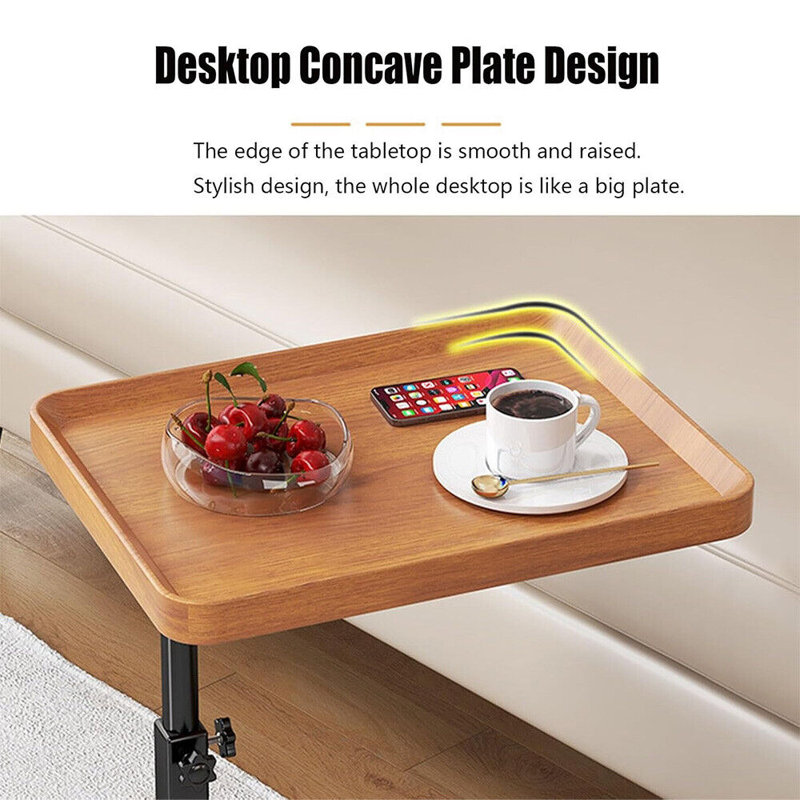 Table basse moderne en forme de C avec table d'appoint et table basse avec roulettes, Bois naturel