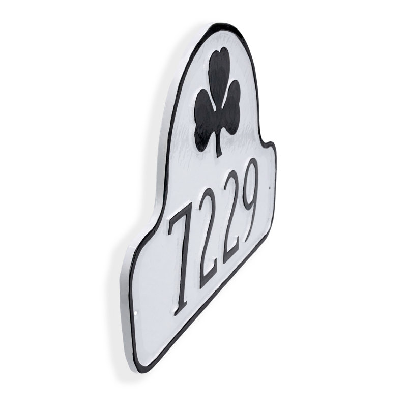 Shamrock 1-Line Wall Address Plaque, White / Black, Yes