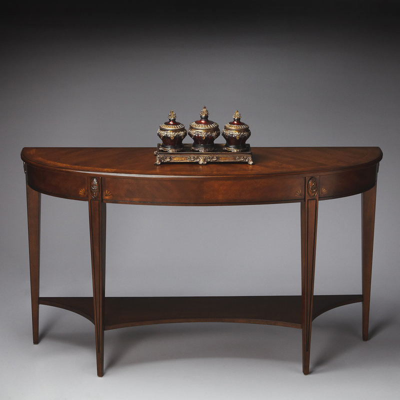 Astor 54"W Demilune Console Table, Olive Ash Burl
