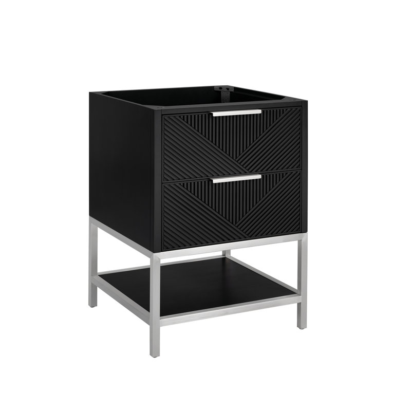 Diamond 24'' W Single Vanity, Charcoal Black, Calacatta Quartz, Brushed Nickel