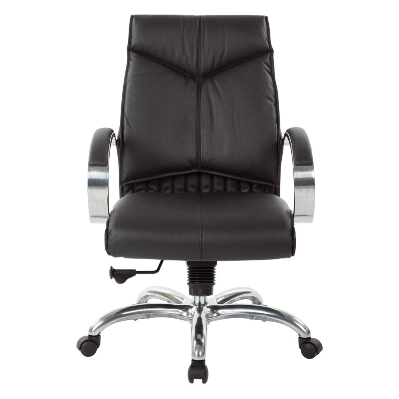 Deluxe Genuine Leather Executive Chair, Black Top Grain Leather