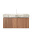Meuble-lavabo flottant 36 po: - Pierre frittée de style, lavabo en céramique, rangement imperméable, tiroir et porte, agencement de couleurs chêne brun