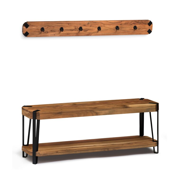 Union Rustic Tindal Wood Storage Bench with Coat Hook Set Hall Tree &  Reviews - Wayfair Canada