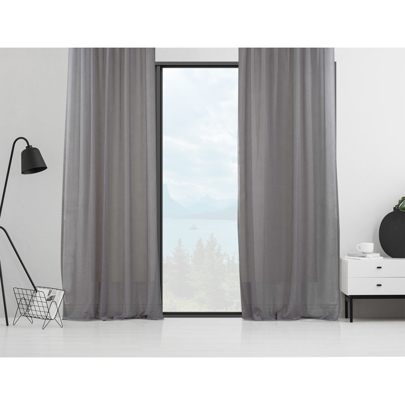 Sheer Curtain Panel Pair, 200cm Width x 280cm Drop, Grey