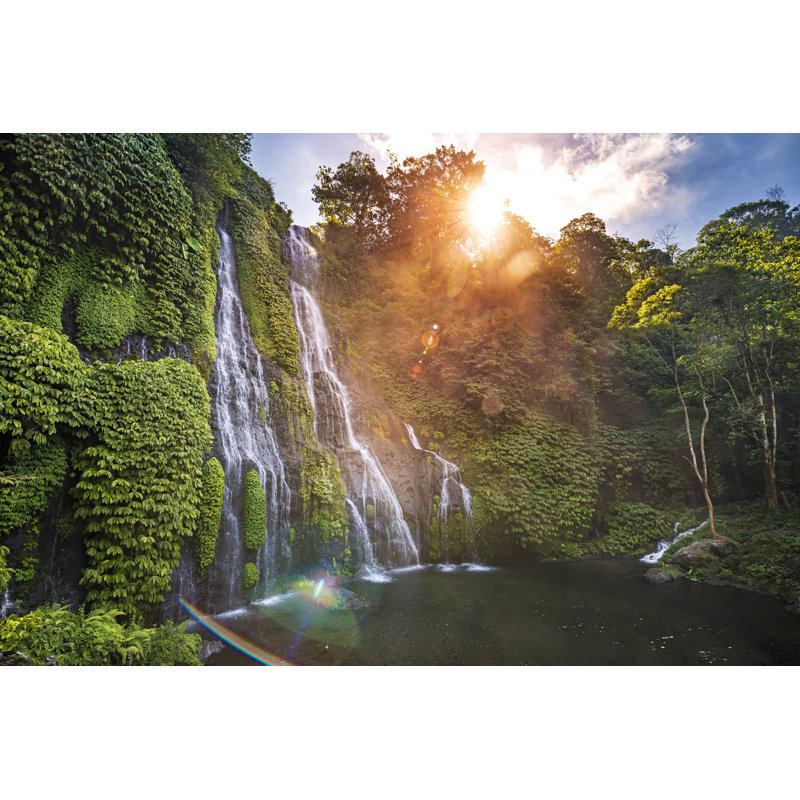 Beautiful Waterfall In Bali by Kemter - No Frame Print on Canvas, 30cm H x 46cm W