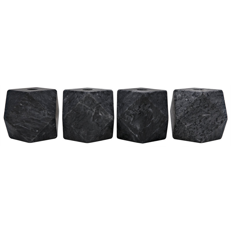 4'' H Marble Tabletop Votive Holder, Black