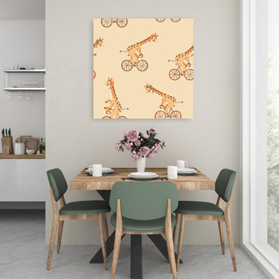 Mignonne girafe à vélo, art ludique contemporain fantaisiste