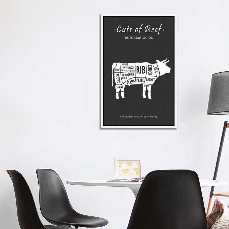 Butchery Beef by Mark Rogan - Print on Canvas, White Framed, 101.6cm H x 66.04cm W x 3.81cm D