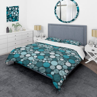Blue Circle Pattern - Abstract Duvet Cover Set - Microfiber Polyester