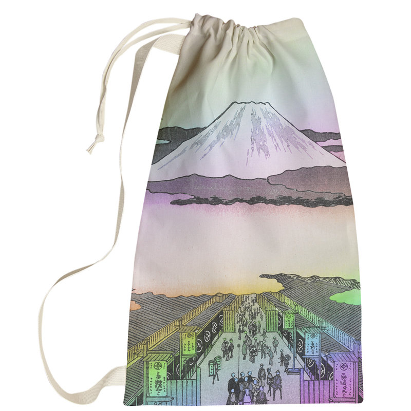 Macintyre Fabric Laundry Bag with Handles, Large (76.5" H x 29.5" W x 1.5" D), Green/Pink/Gray