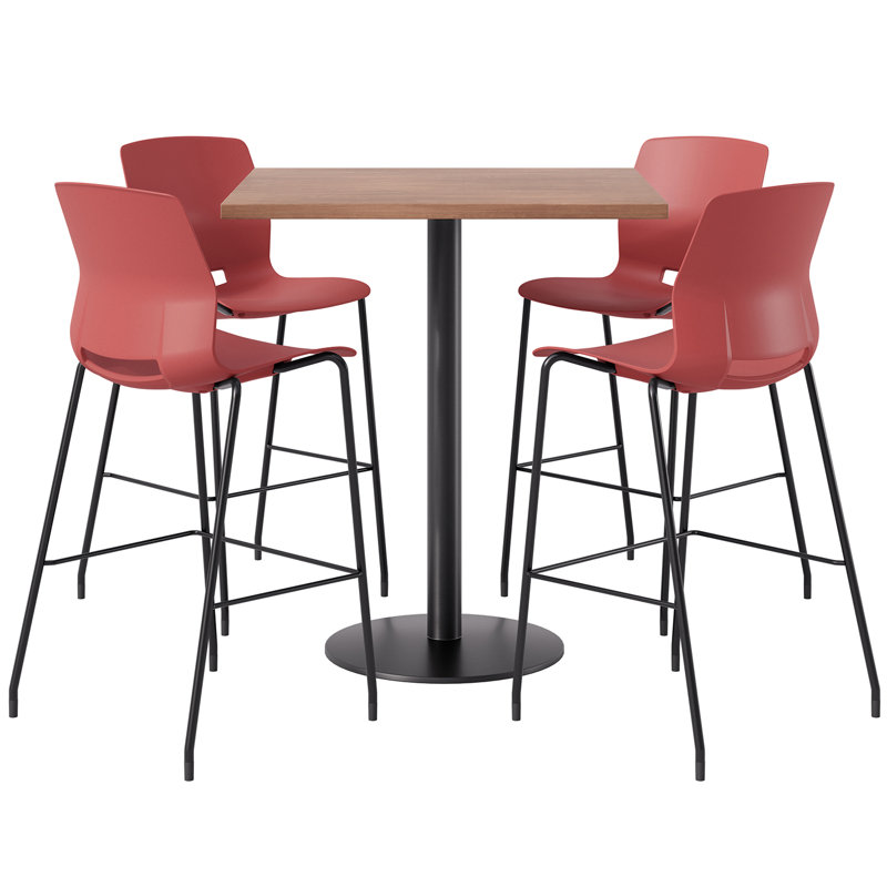 Ensemble repas pour 4 personnes à hauteur de bar, H 41 po x L 36 po x l 36 po, Rouge / noir, Cerise