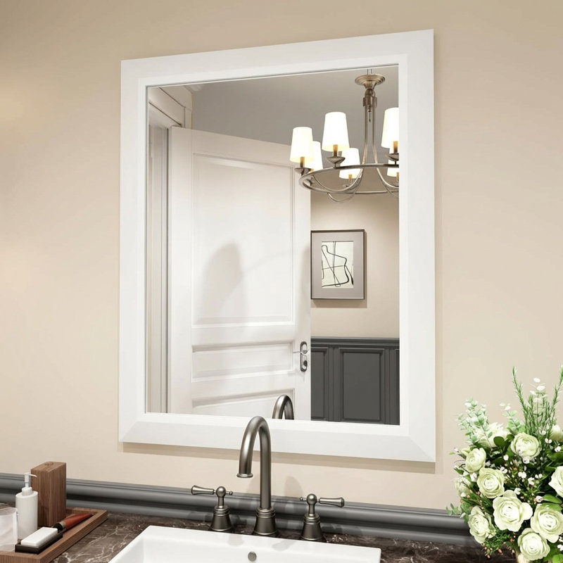 Miroir mural de salle de bain Lunara, 55 po x 30 po, Blanc