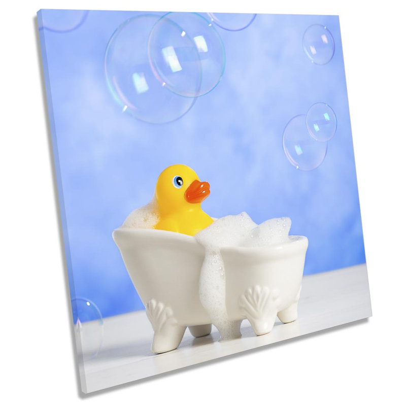 Rubber Duck Bathroom Bubble Picture - Wrapped Canvas Art Prints, 40.6cm H x 40.6cm W x 2cm D