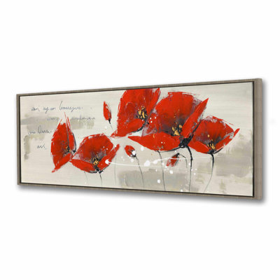 Red Flowers Canvas | Botanical Red Framed Art for Home Decor