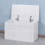 Banc de rangement relevable avec charnières de sécurité, blanc