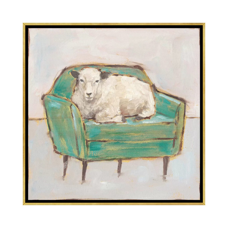 Créature confort IV par Ethan Harper - reproduction d'art, Pas de tapis, H 26 po x l 26 po x P 1,5 po, Toile encadrée d'or