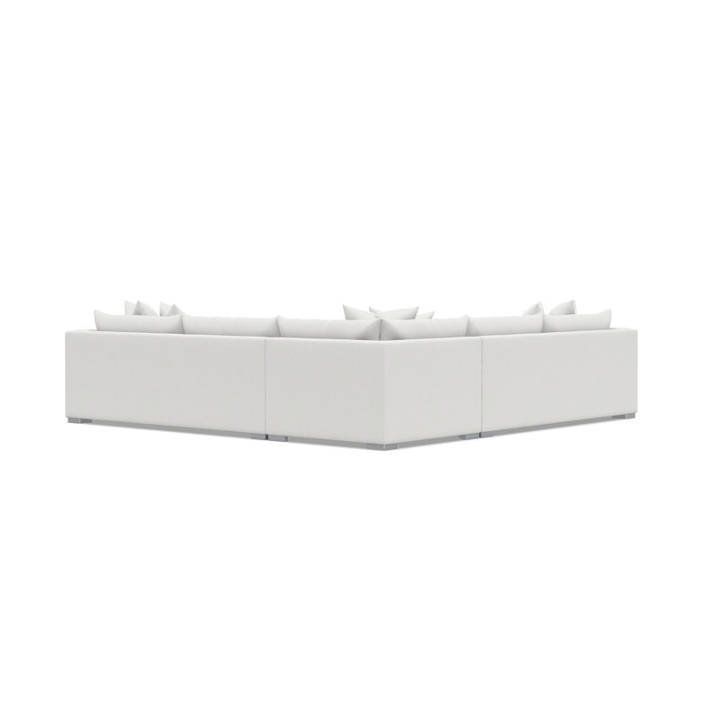 Sectional, White Polyester Blend, 32.5" H x 120.5" W x 120.5" D